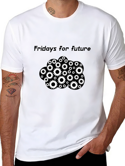 Camiseta Negra Fridays for Future con Engranajes