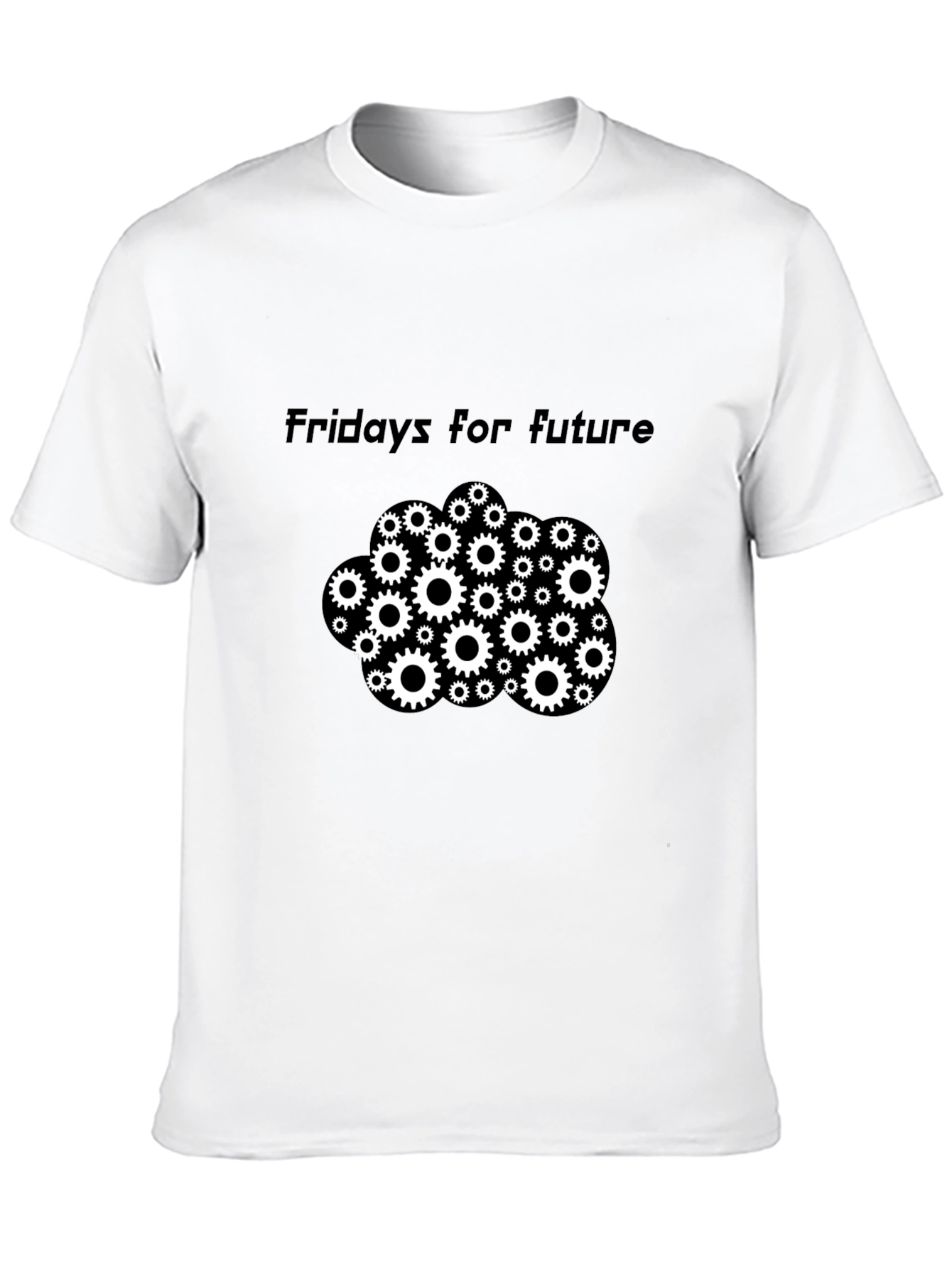 Camiseta Negra Fridays for Future con Engranajes