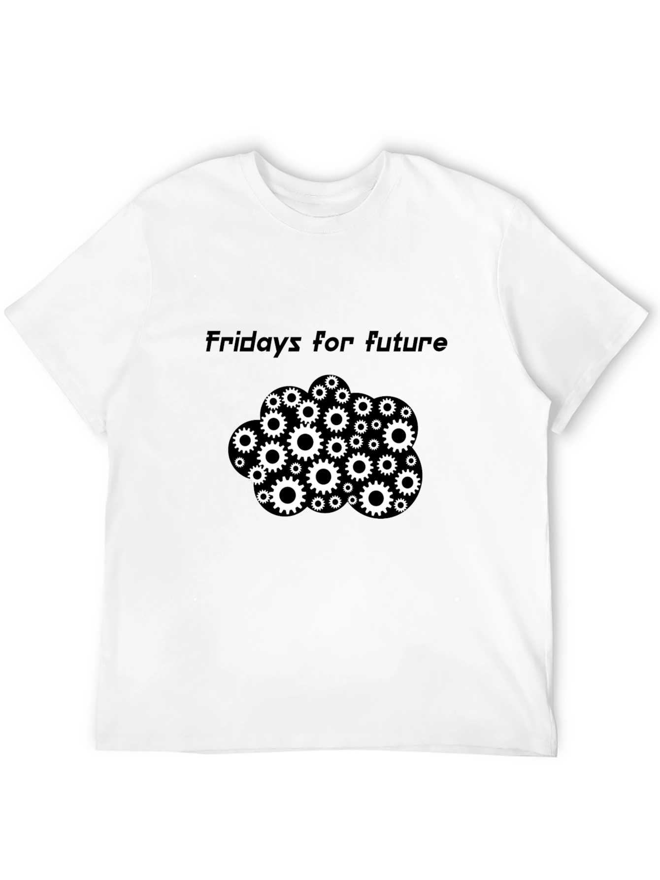 Camiseta Negra Fridays for Future con Engranajes