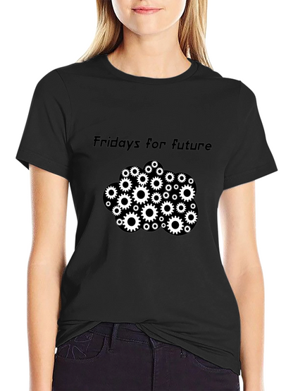 Camiseta Negra Fridays for Future con Engranajes
