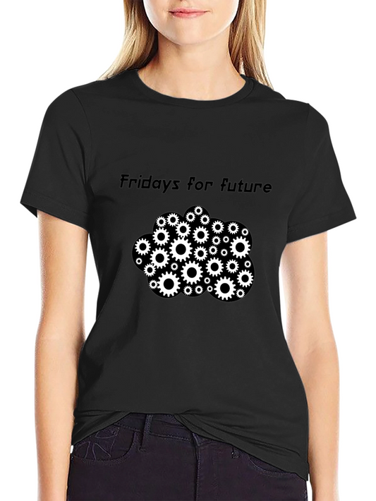 Camiseta Negra Fridays for Future con Engranajes