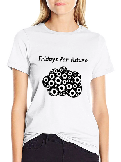 Camiseta Negra Fridays for Future con Engranajes