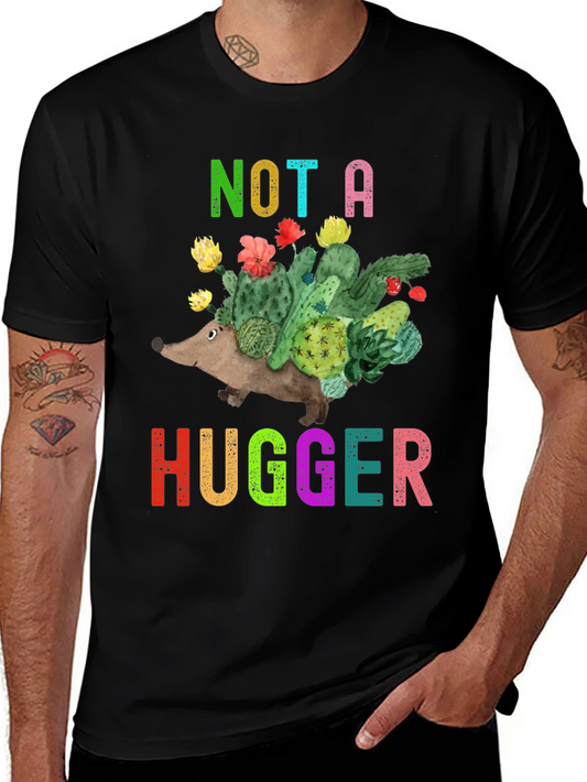 Camiseta No Soy Abrazador con Diseño de Erizo y Cactus