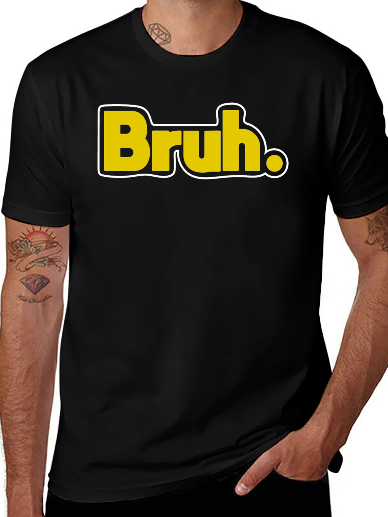 Camiseta Negra Casual - Diseño Bruh