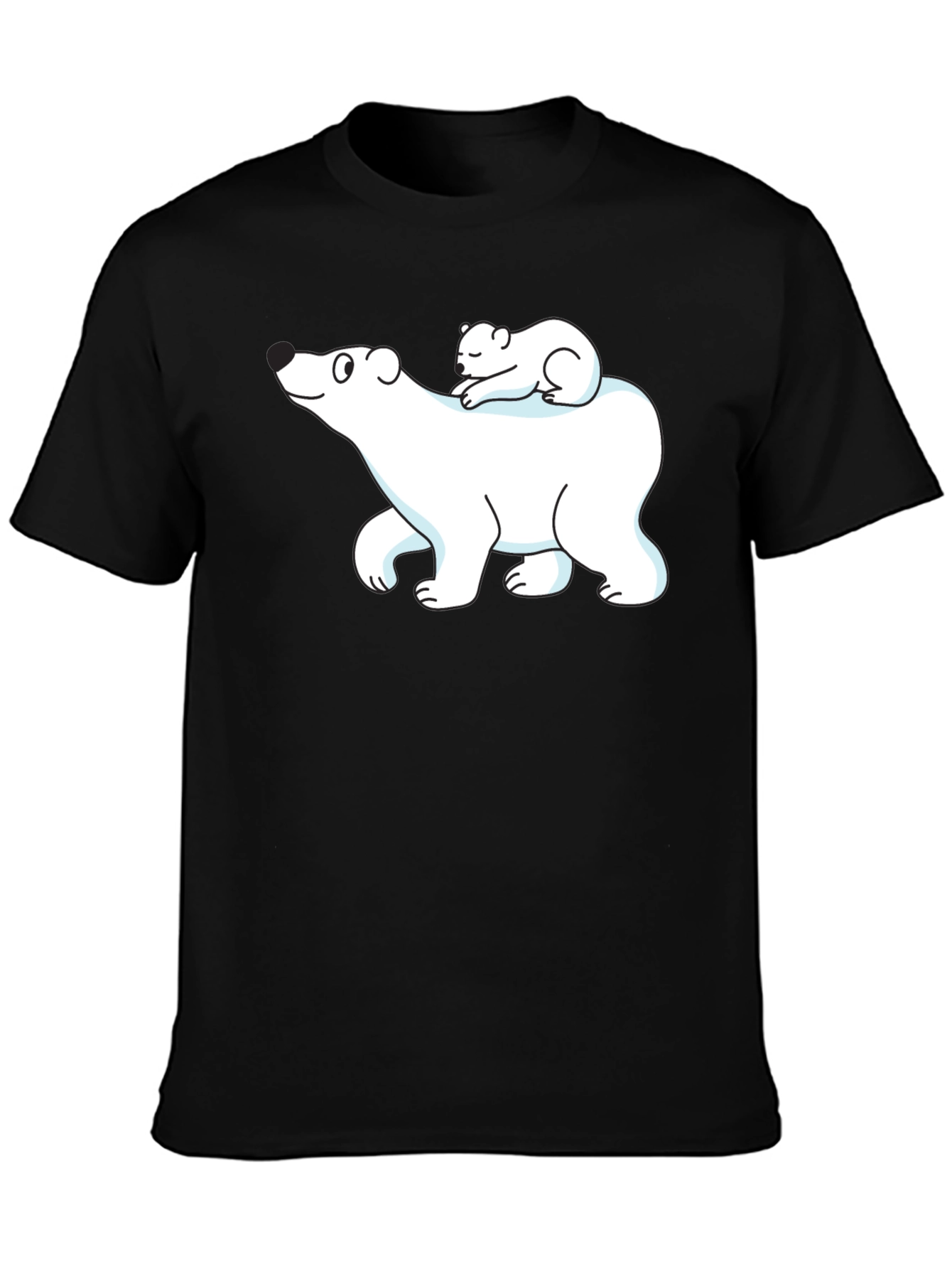 Camiseta Negra con Diseño de Oso Polar y Osezno