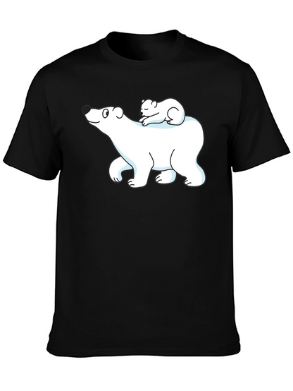 Camiseta Negra con Diseño de Oso Polar y Osezno