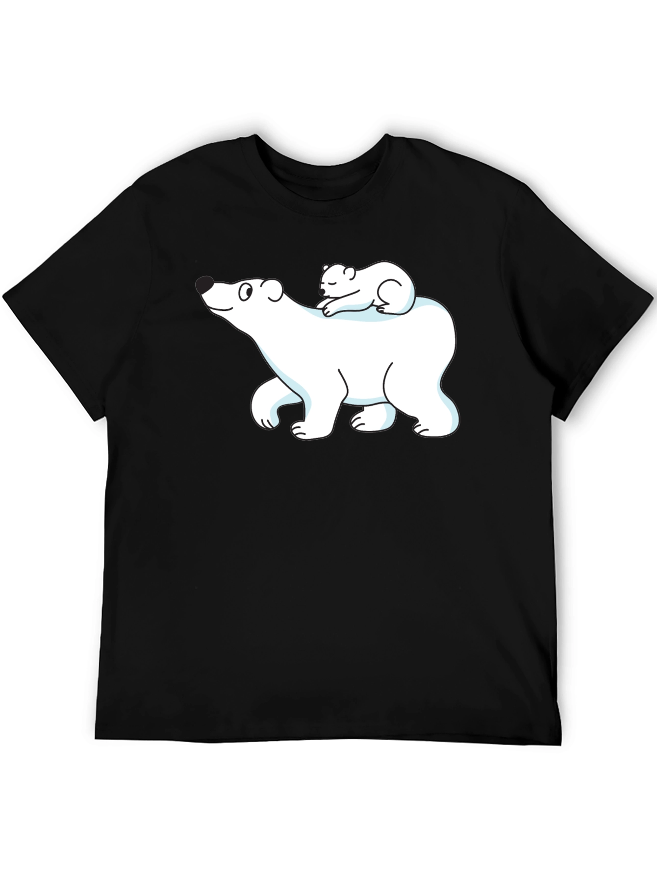 Camiseta Negra con Diseño de Oso Polar y Osezno