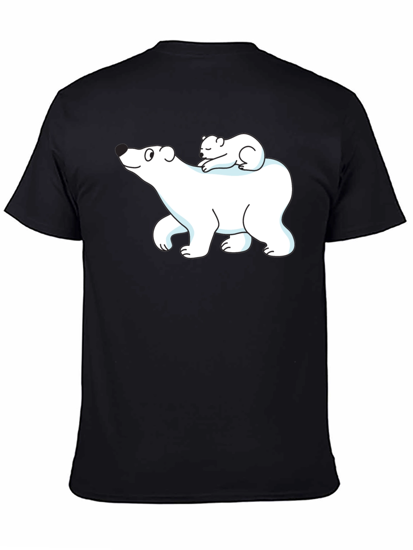 Camiseta Negra con Diseño de Oso Polar y Osezno