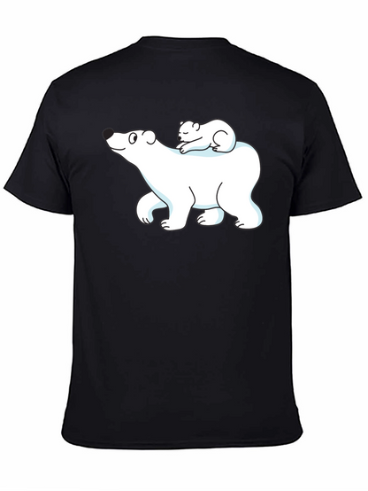 Camiseta Negra con Diseño de Oso Polar y Osezno