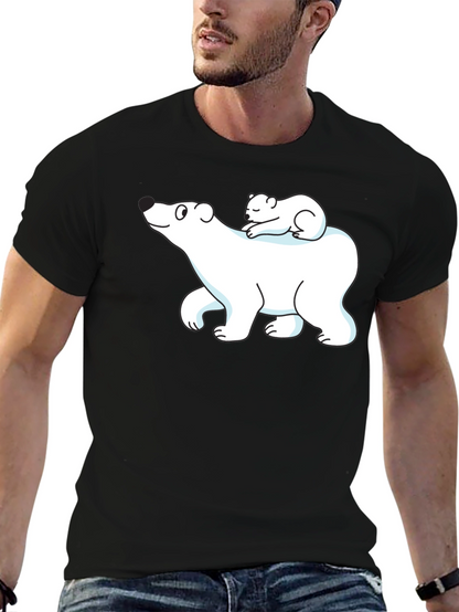 Camiseta Negra con Diseño de Oso Polar y Osezno