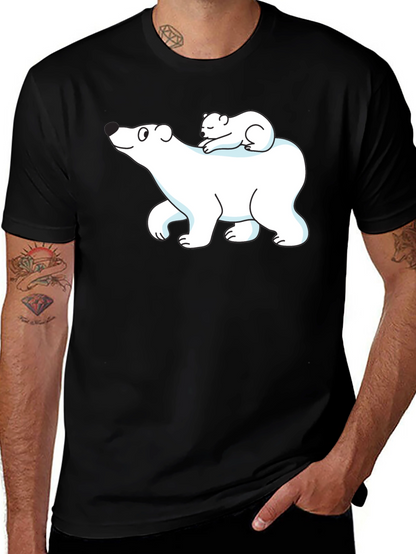 Camiseta Negra con Diseño de Oso Polar y Osezno