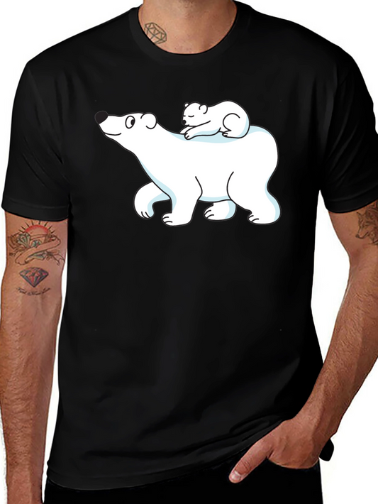 Camiseta Negra con Diseño de Oso Polar y Osezno