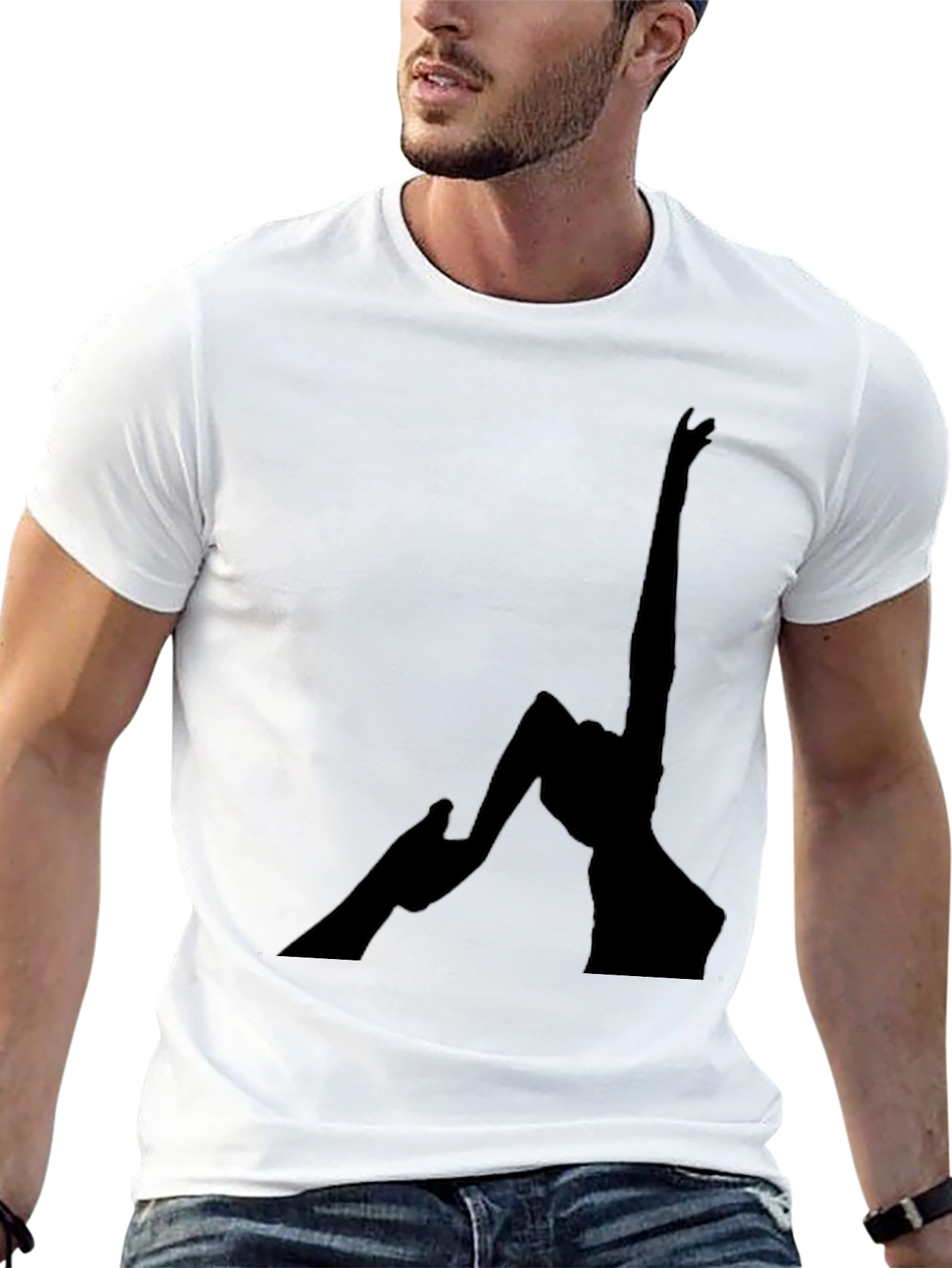 Camiseta Negra con Silueta Abstracta