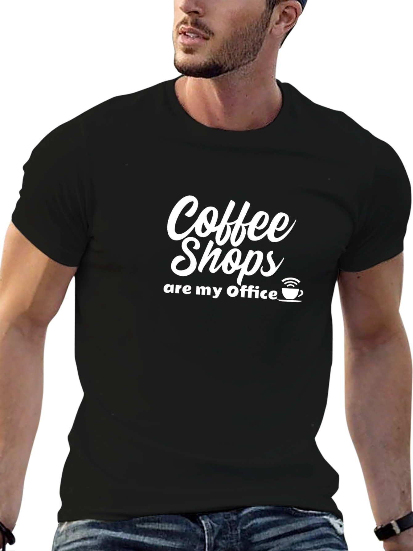 Camiseta Negra Coffee Shops are my Office