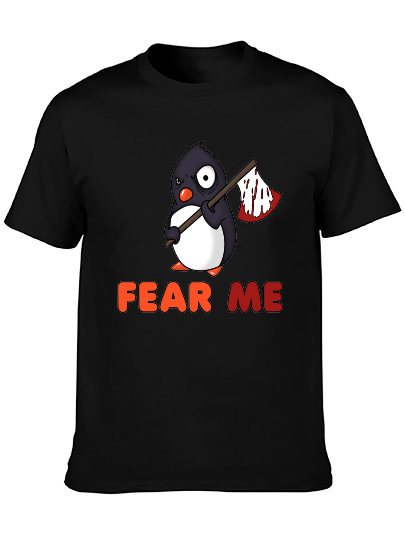 Camiseta Negra con Pingüino Aterrador