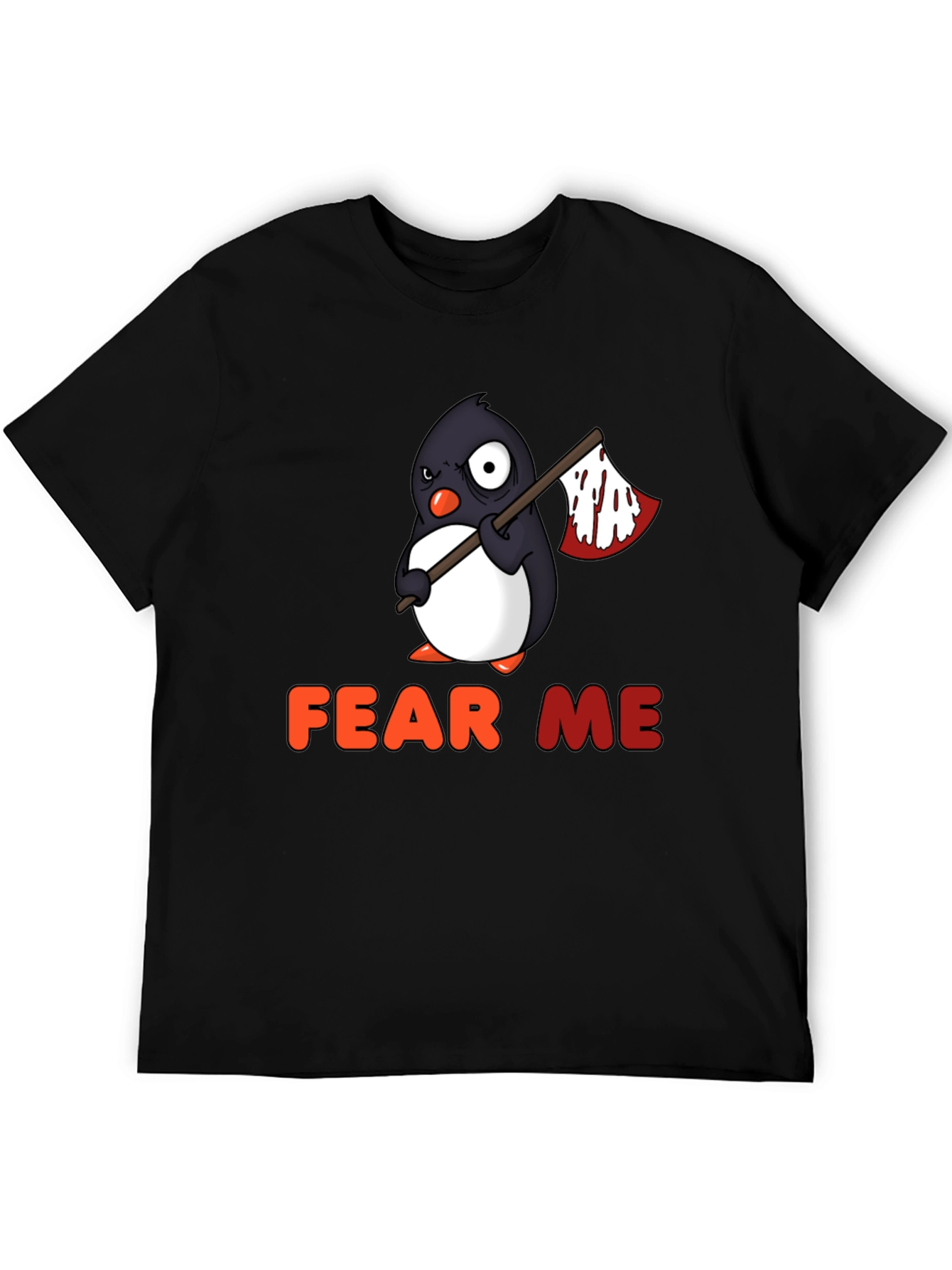 Camiseta Negra con Pingüino Aterrador
