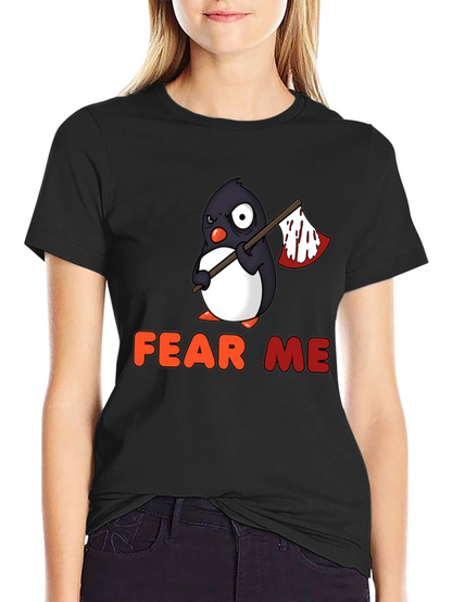 Camiseta Negra con Pingüino Aterrador