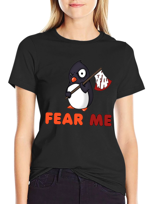 Camiseta Negra con Pingüino Aterrador