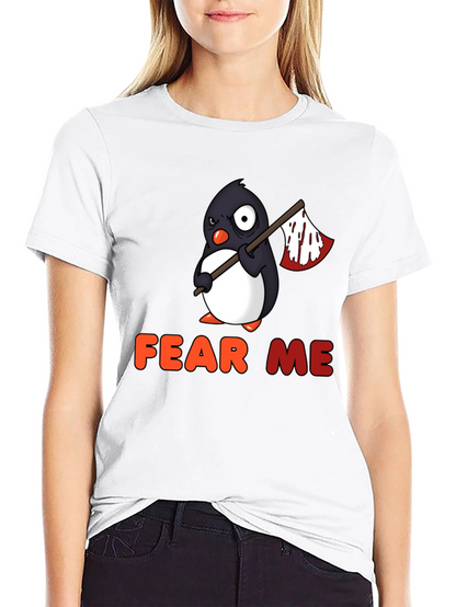 Camiseta Negra con Pingüino Aterrador