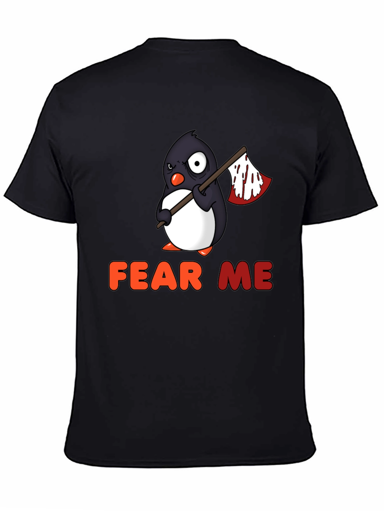 Camiseta Negra con Pingüino Aterrador