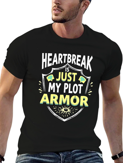 Camiseta Negra: Heartbreak is Just My Plot Armor