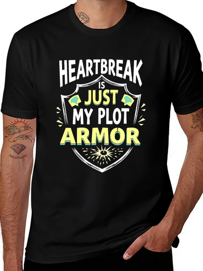 Camiseta Negra: Heartbreak is Just My Plot Armor