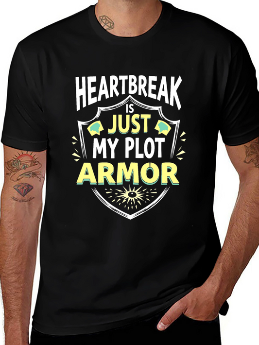 Camiseta Negra: Heartbreak is Just My Plot Armor