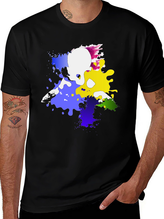 Camiseta Negra Estampada con Figura Abstracta