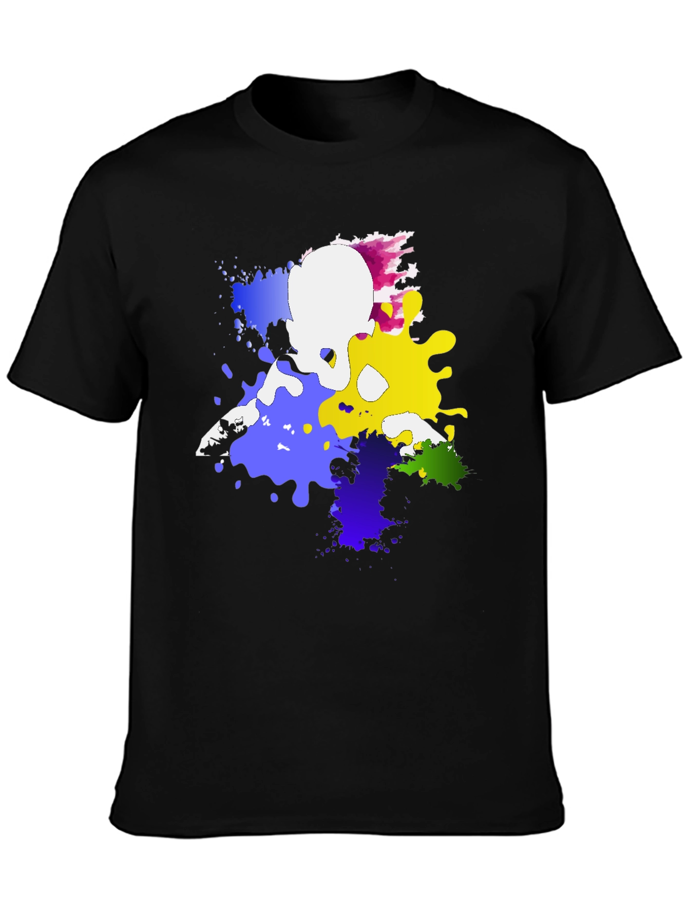 Camiseta Negra Estampada con Figura Abstracta