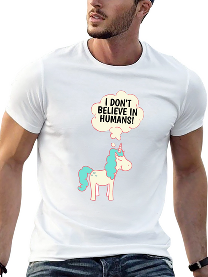Camiseta Negra con Unicornio Escéptico