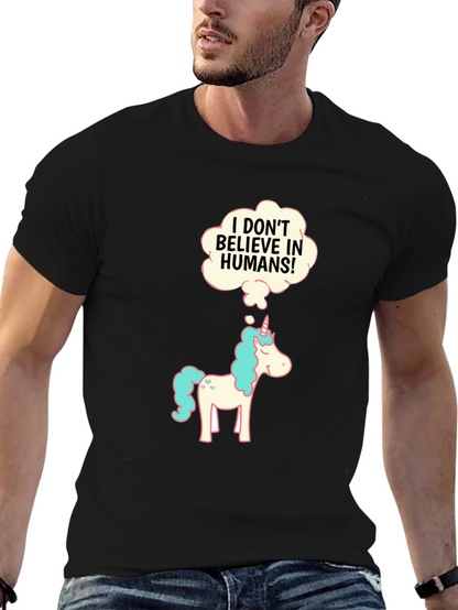 Camiseta Negra con Unicornio Escéptico