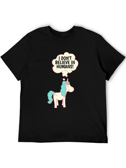 Camiseta Negra con Unicornio Escéptico
