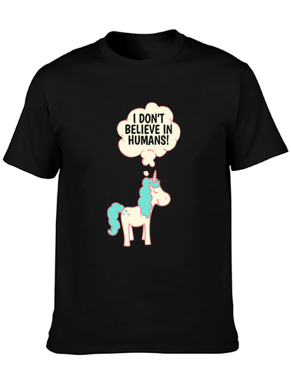 Camiseta Negra con Unicornio Escéptico