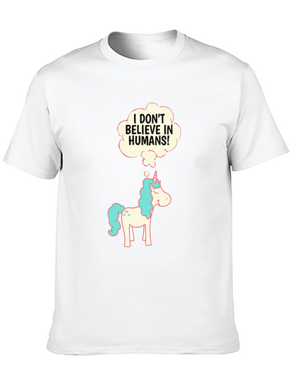 Camiseta Negra con Unicornio Escéptico