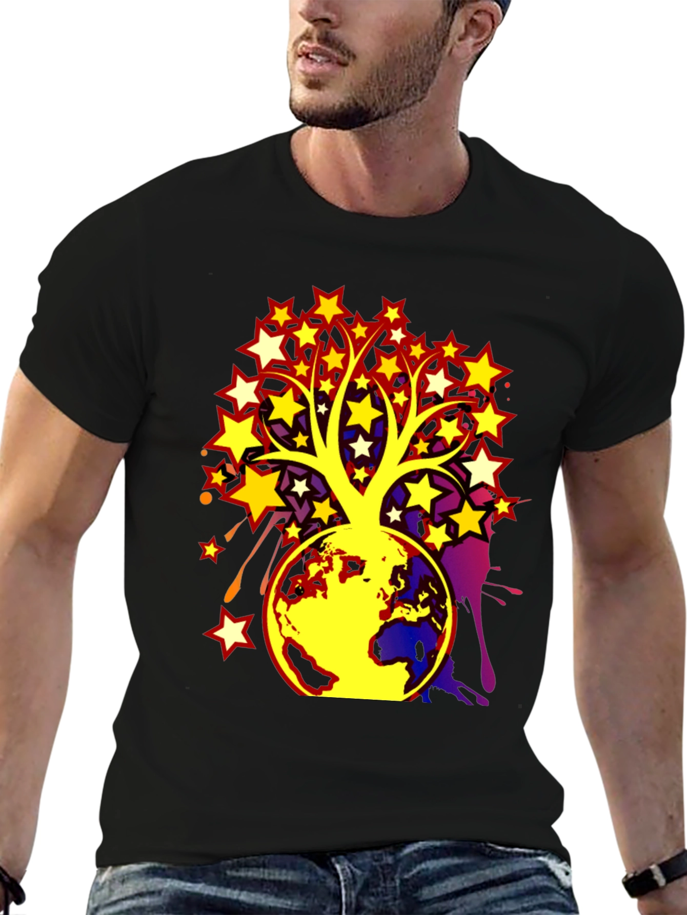 Camiseta Hombre Árbol de Estrellas y Tierra