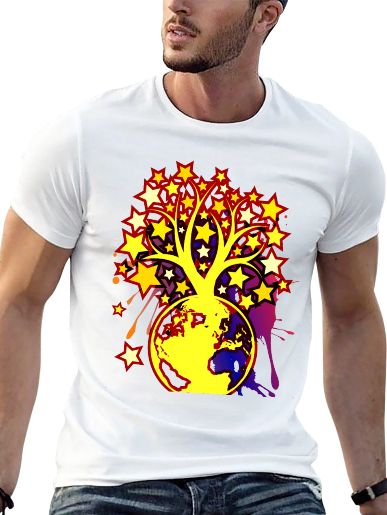 Camiseta Hombre Árbol de Estrellas y Tierra
