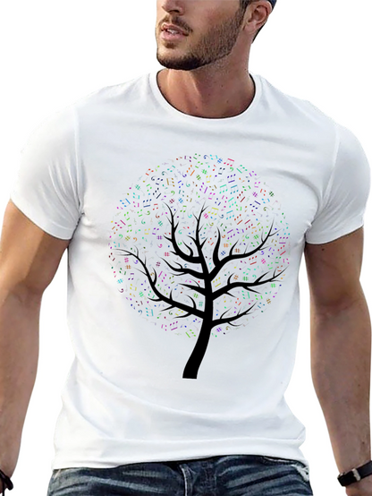 Camiseta Negra con Diseño de Árbol Musical