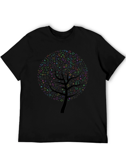 Camiseta Negra con Diseño de Árbol Musical