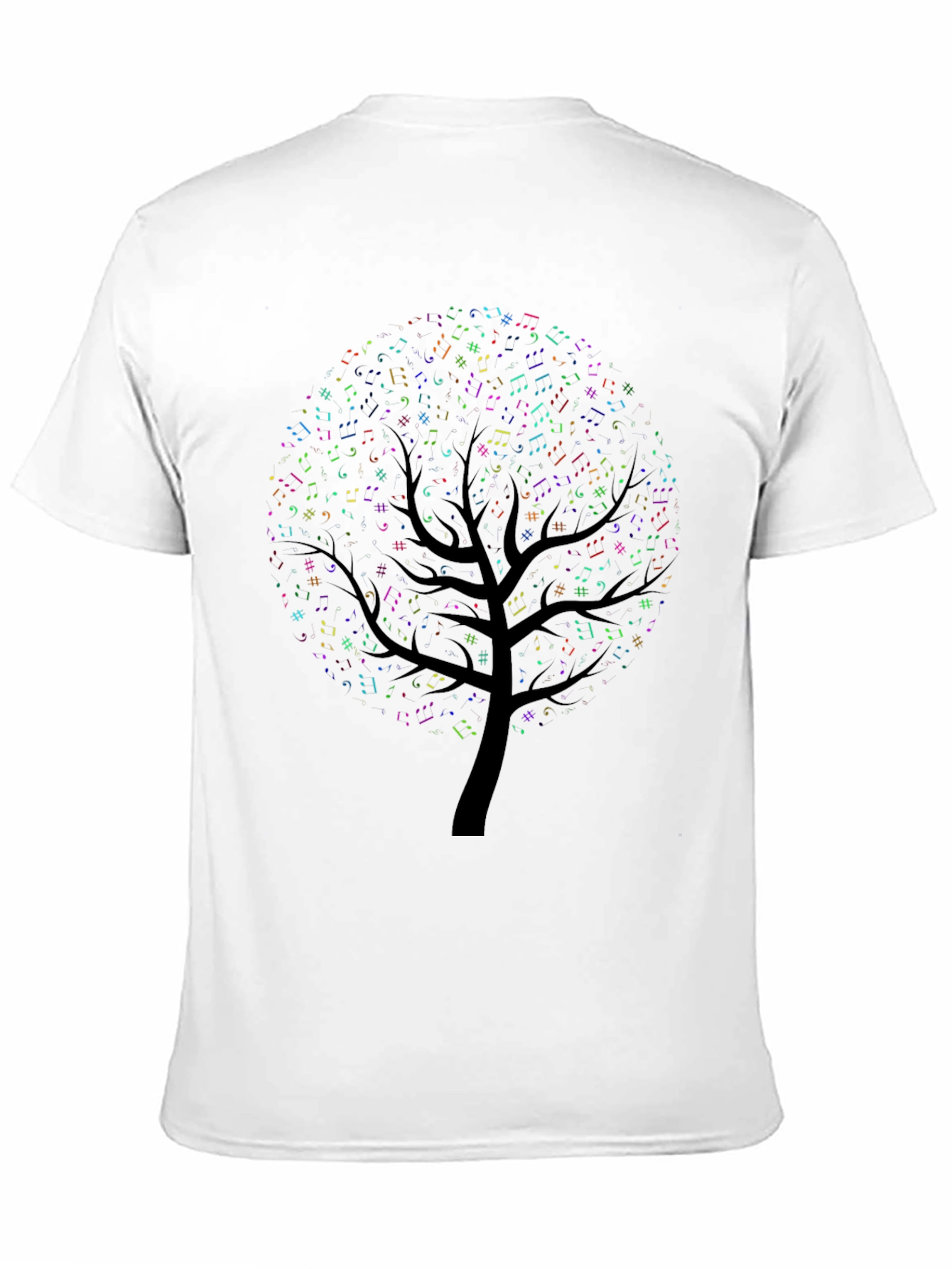Camiseta Negra con Diseño de Árbol Musical