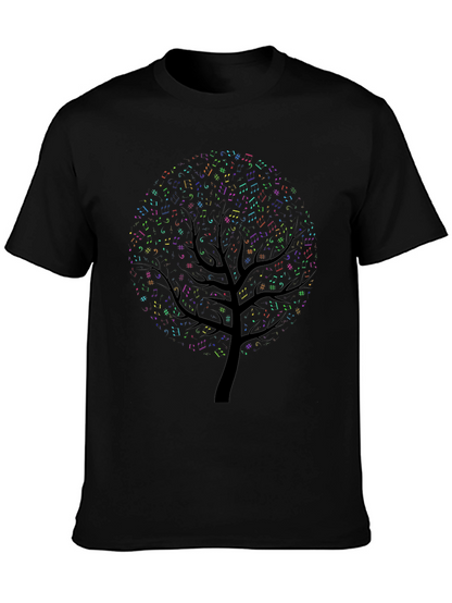 Camiseta Negra con Diseño de Árbol Musical
