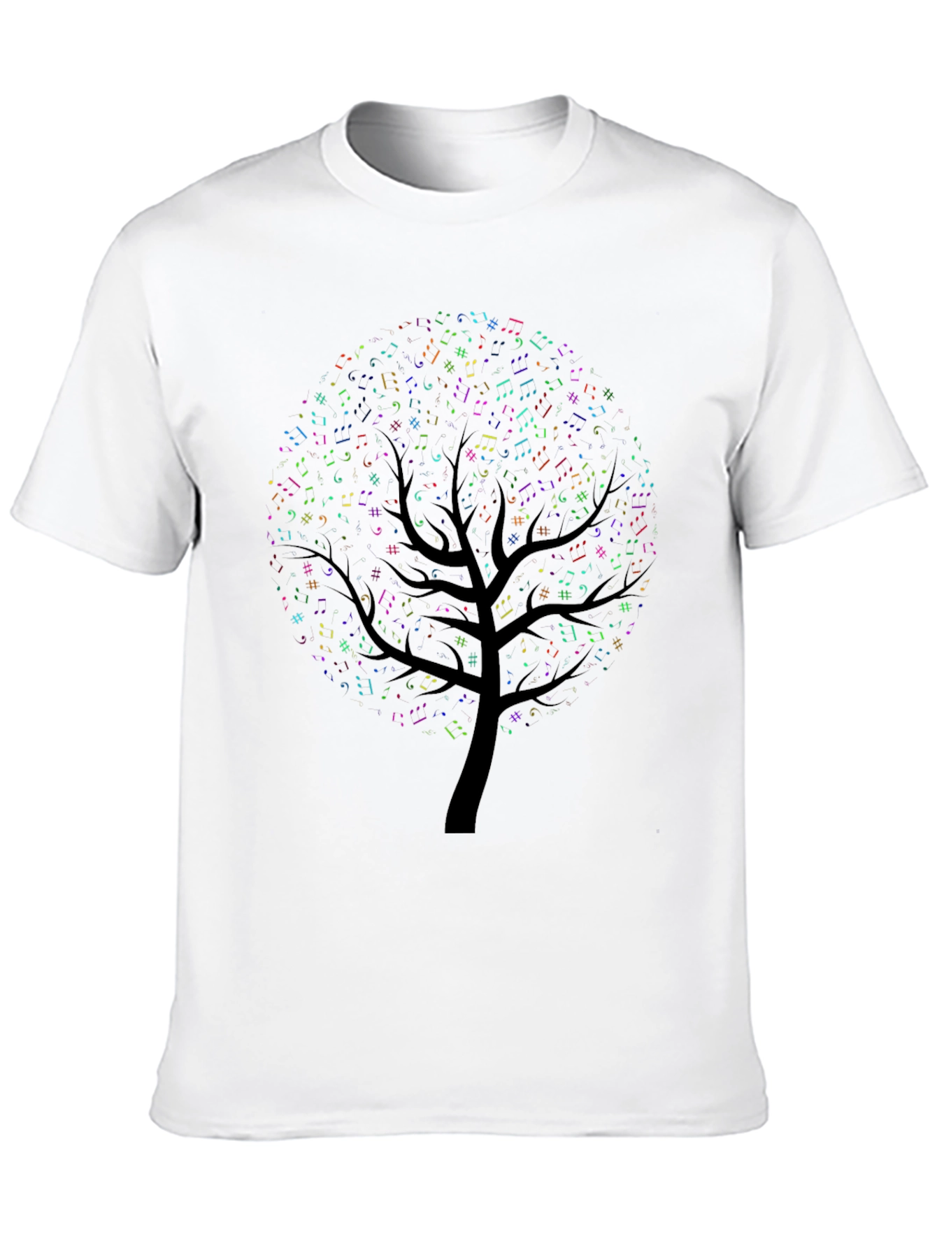 Camiseta Negra con Diseño de Árbol Musical