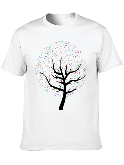Camiseta Negra con Diseño de Árbol Musical