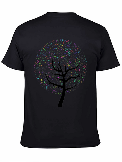 Camiseta Negra con Diseño de Árbol Musical