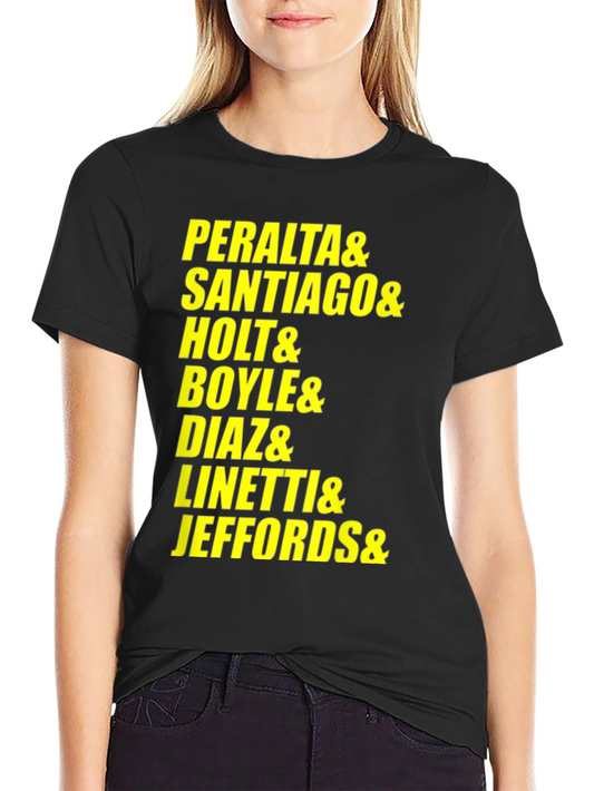 Camiseta Negra Nombres Brooklyn Nine-Nine
