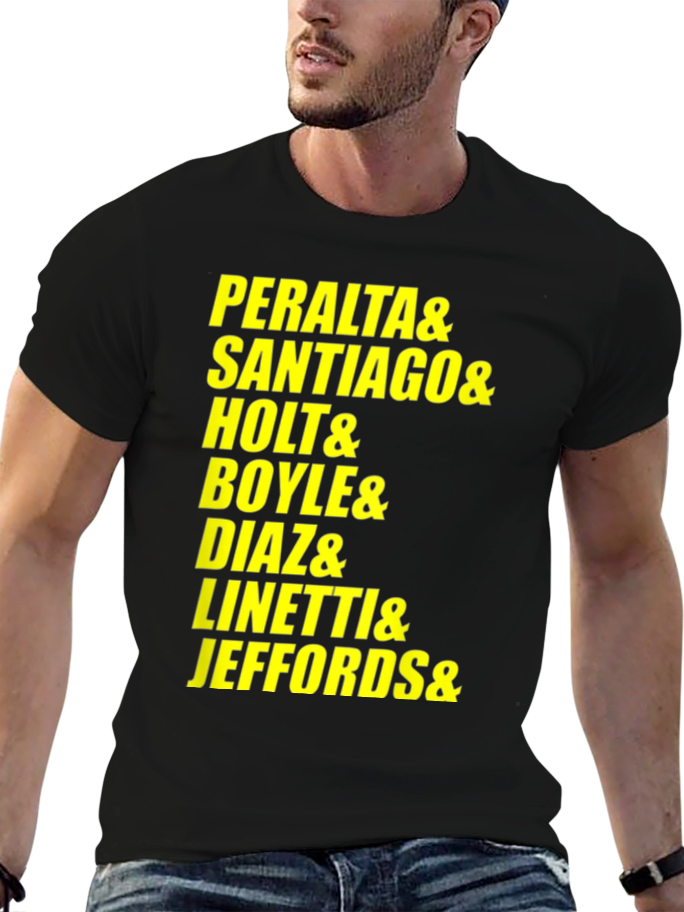 Camiseta Negra Nombres Brooklyn Nine-Nine