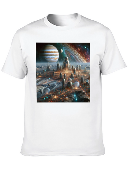 Camiseta Negra Futurista Ciudad Espacial
