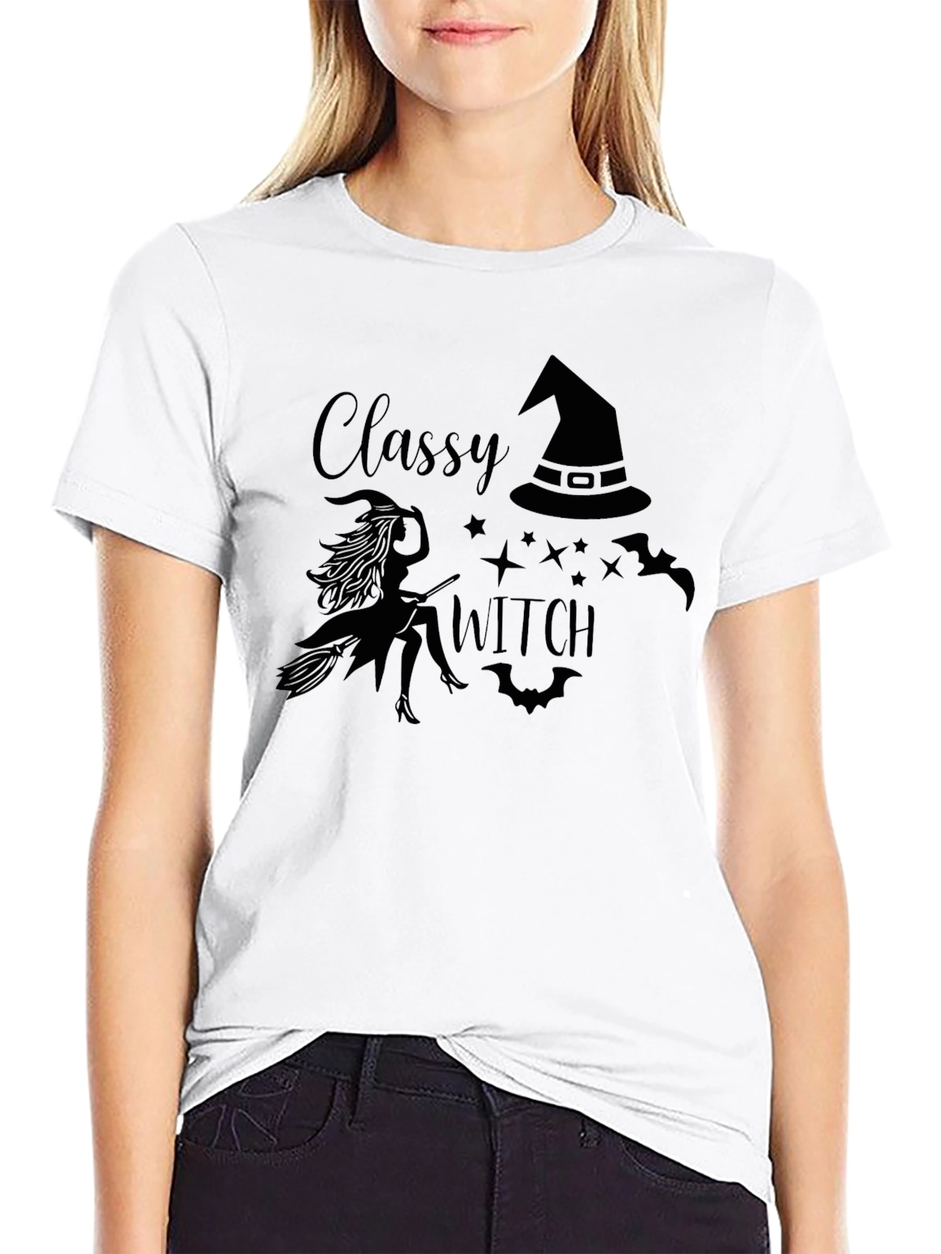 Camiseta Negra Classy Witch Halloween