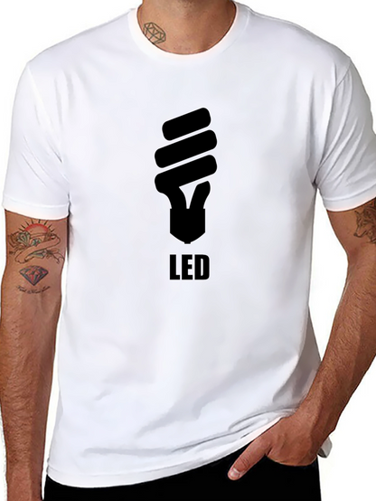 Camiseta Negra Hombre Diseño Bombilla LED