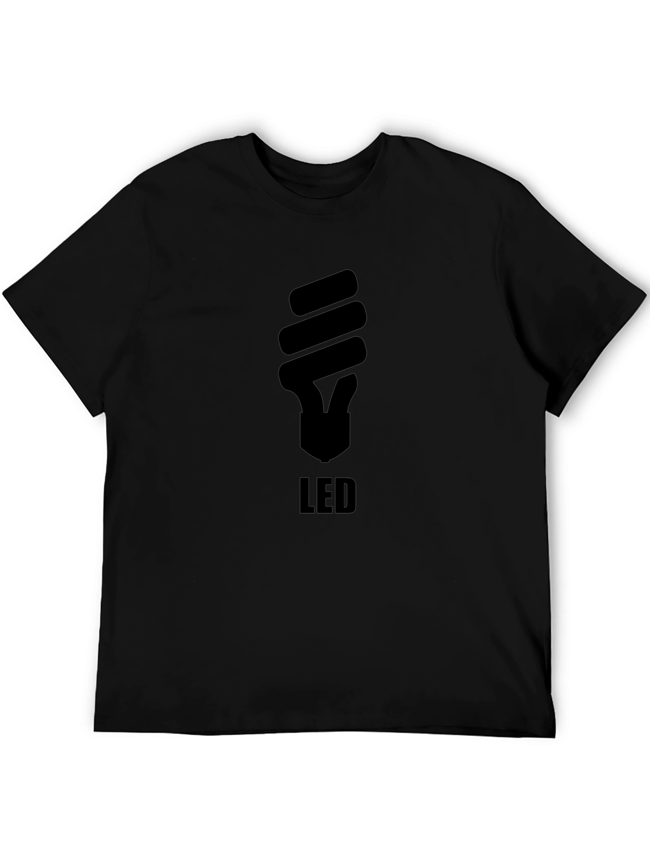 Camiseta Negra Hombre Diseño Bombilla LED