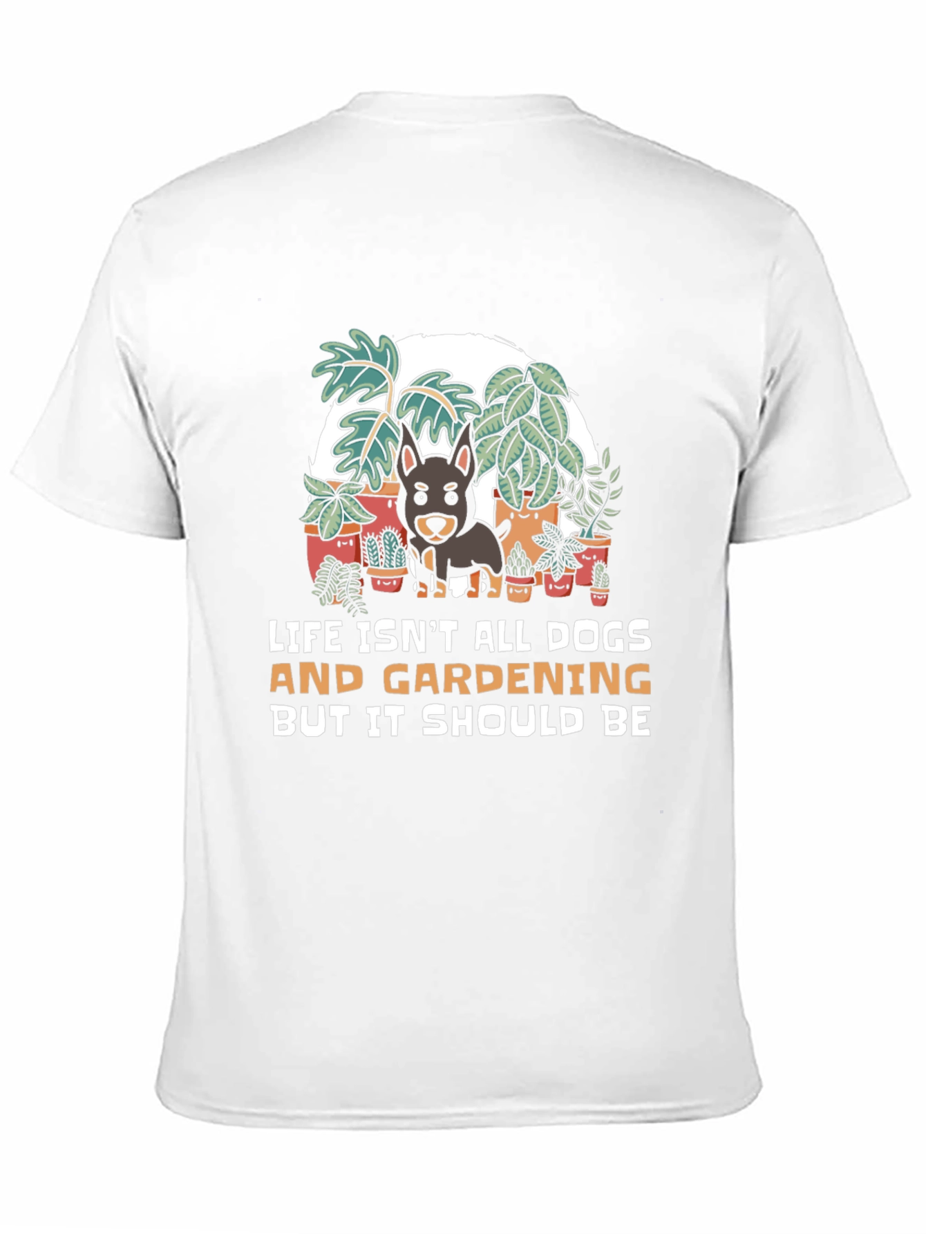 Camiseta Negra: Perros Jardinería y Humor